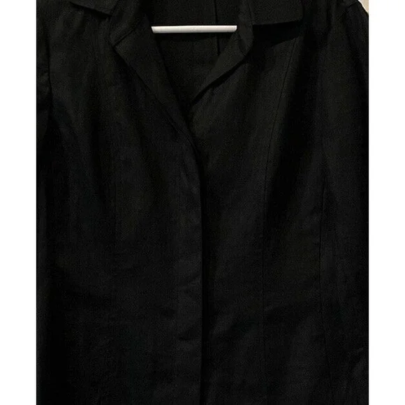 Ellen Tracy Women's Size 6 Black 100% Linen Lightweight Button Up Jacket - Picture 2 of 8